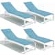 Option Blue Fabric, White Frame - Set of 4