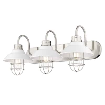 Lana 3 Light Bath Vanity - Pewter with Matte White