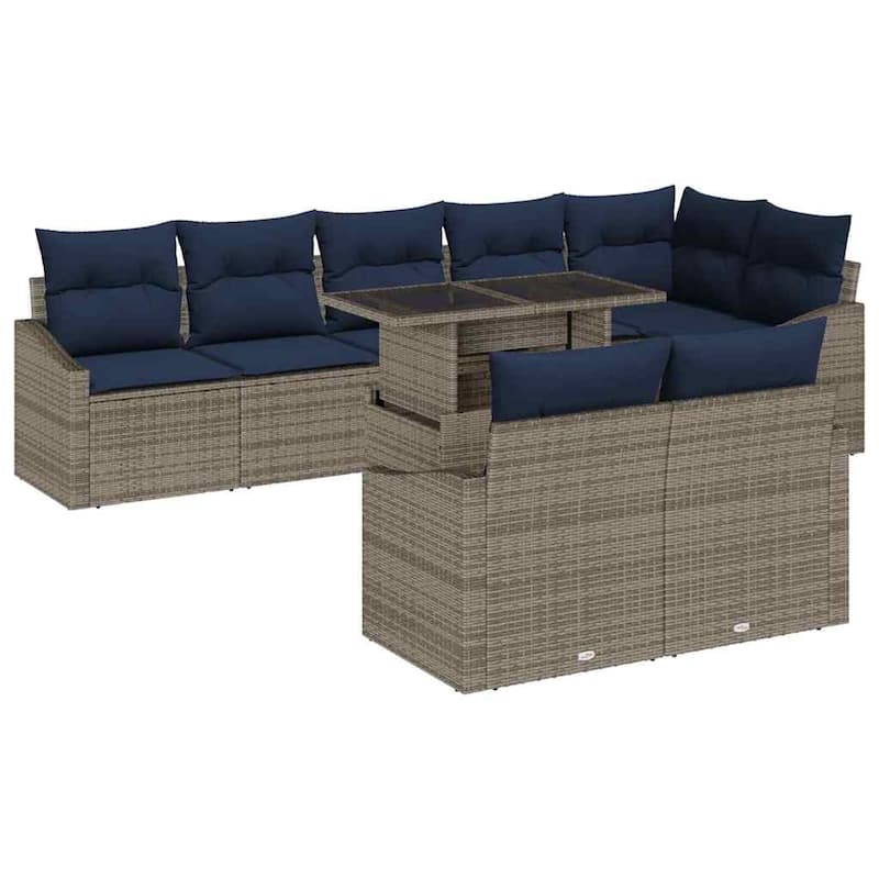 vidaXL 9 Piece Garden Sofa Set with Cushions - 113.6×48.6×27.2