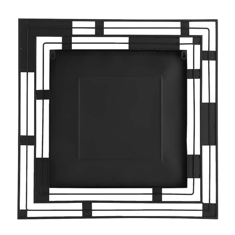 MacLuu Modern & Contemporary Black Square Metal Art Mirror Wall Decor - 23.68" W x 23.68" H x 1.5" D