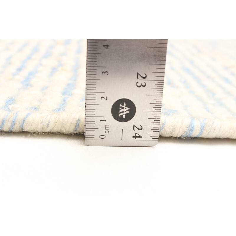 ECARPETGALLERY Braid weave Sienna Blue Wool Rug - 4'1 x 6'1