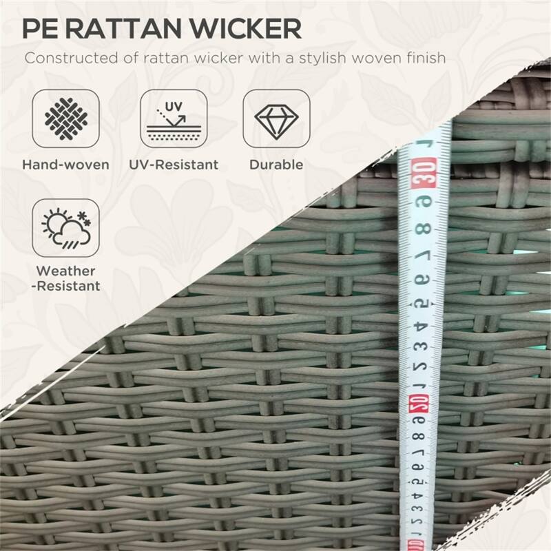 Grey PE Rattan Outdoor Loveseat Sofa for Two Adults with Cushions and Weather Resistant - 1-Piece