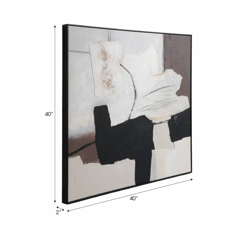 Canvas Art Wood Frame Abstract Modern Design - 40" Black, Brown