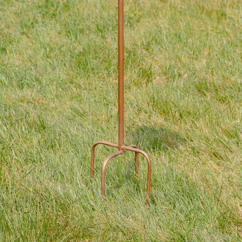 65.5" Tall Iron Birdhouse Stake "Riga" - 8.75" L x 7.75" W x 65.5" H