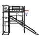 preview thumbnail 10 of 22, Full Size Metl Loft Bed with Open Wardrobe, Slide and Bulit-in Desk, Kids Loft Bedframe with Basketball Hoop and Storage Shelves
