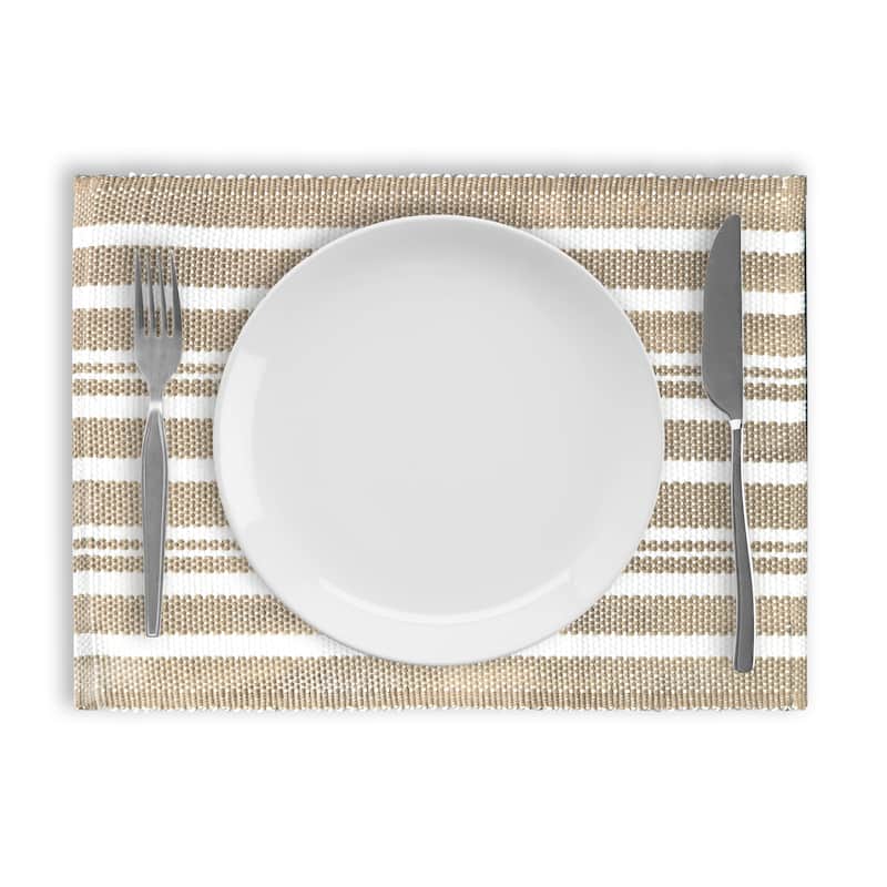 Fabstyles Broadway Set of 4 Stripe Cotton Placemats - 13x19