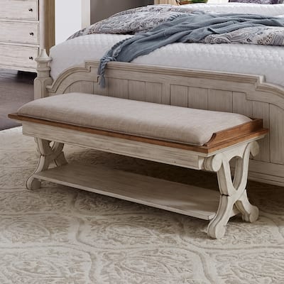 Farmhouse Reimagined Antique White with Chestnut Bed Bench