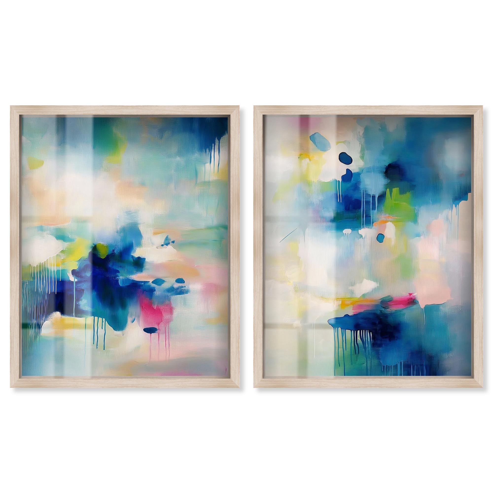 Prismatic Weeps Color Duo Abstract Wall Art Set Shadowbox Print by Art Remedy