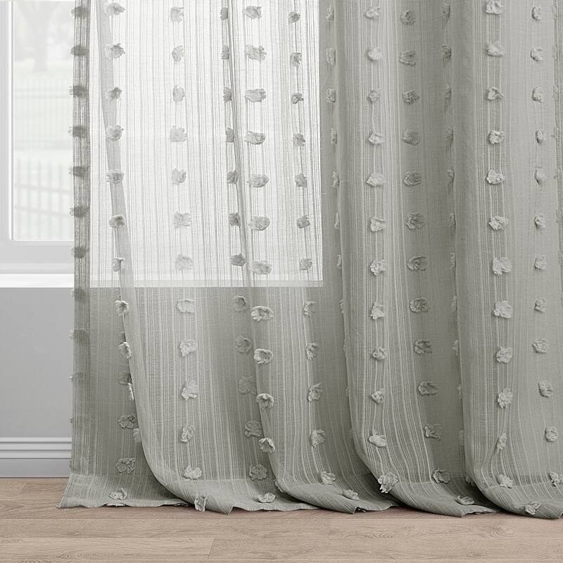 Exclusive Fabrics Strasbourg Dot Patterned Faux Linen Sheer Curtain (1 Panel)