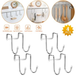 4 Pcs Over the Door Double Hook Rack - Bed Bath & Beyond - 41169924