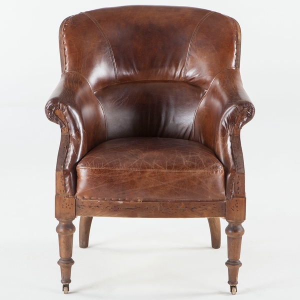 Distressed leather best sale club chair