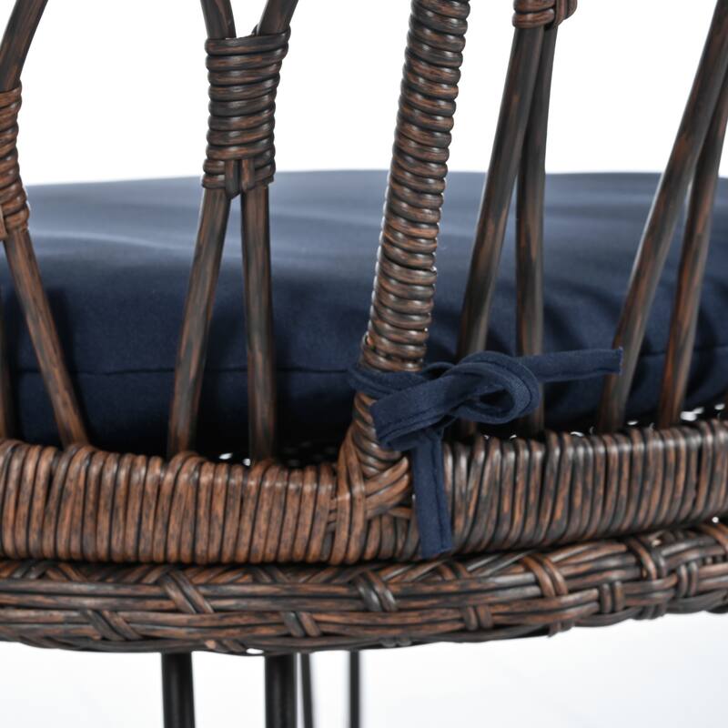2 Rattan Single Chairs with A Glass Round Table