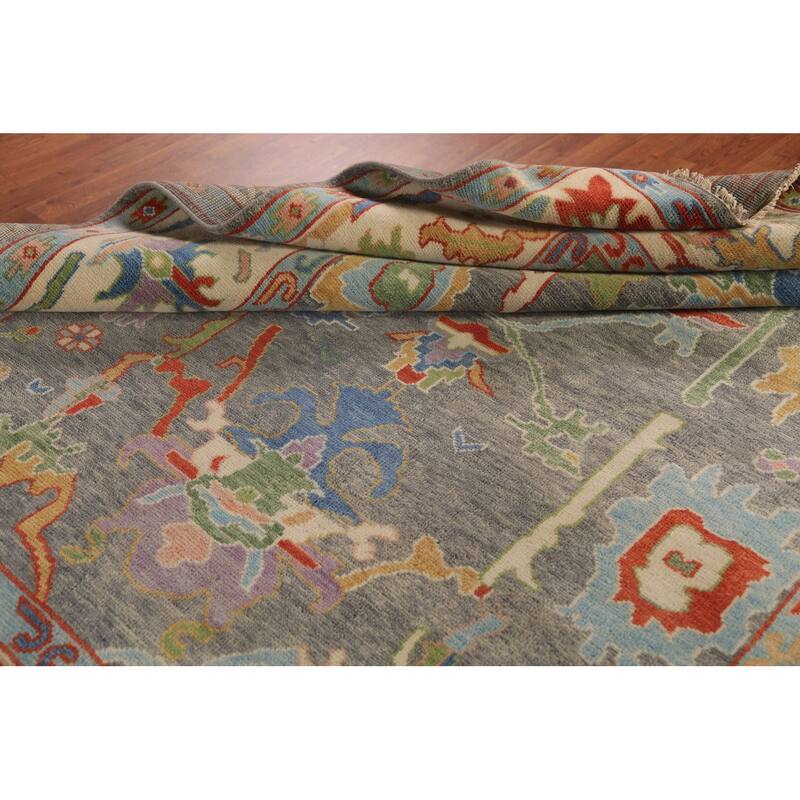Oushak Indian Area Rug Handmade Transitional Grey Wool Carpet - 8'0"x 9'10"