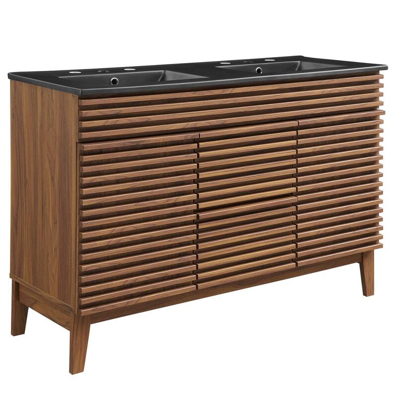 Render 48" Double Sink Bathroom Vanity - Walnut Black