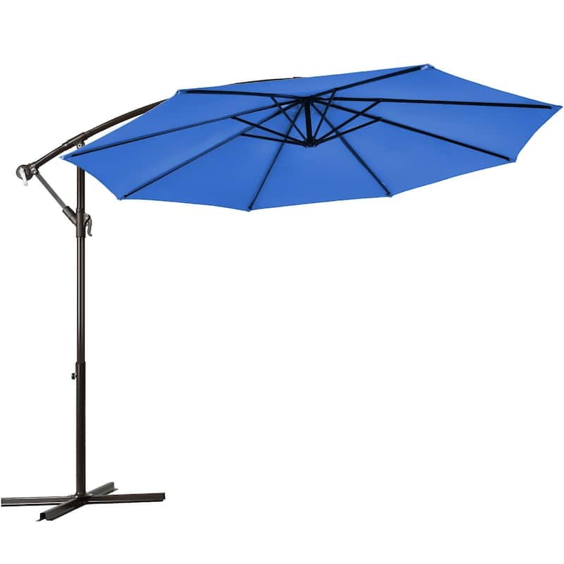 10 Ft Patio Offset Hanging Umbrella with Easy Tilt Adjustment
