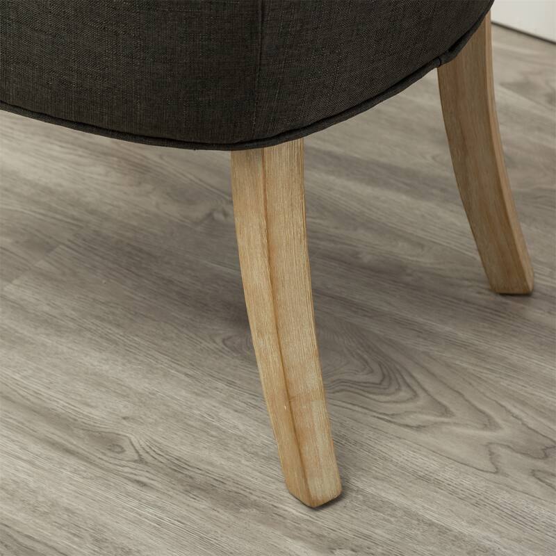 Set of 2 Tufted Button Wingback Chairs with Nailheads and Wood Legs