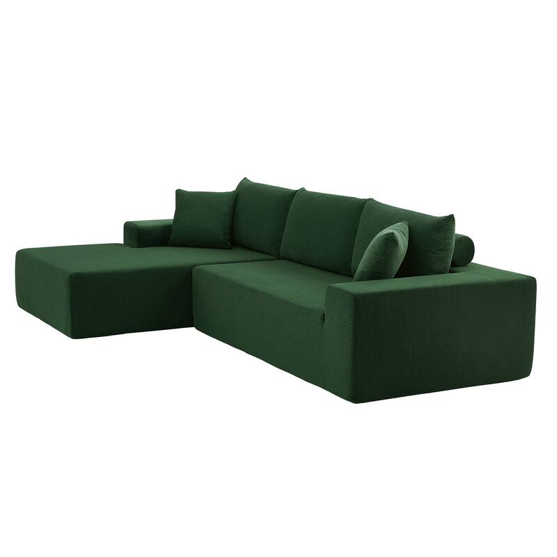 Green 108.5" Modular L-Shaped 3-Seater Sofa with Reversible Chaise