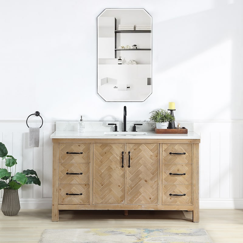 Javier Bath Vanity with Composite Stone Top and Mirror
