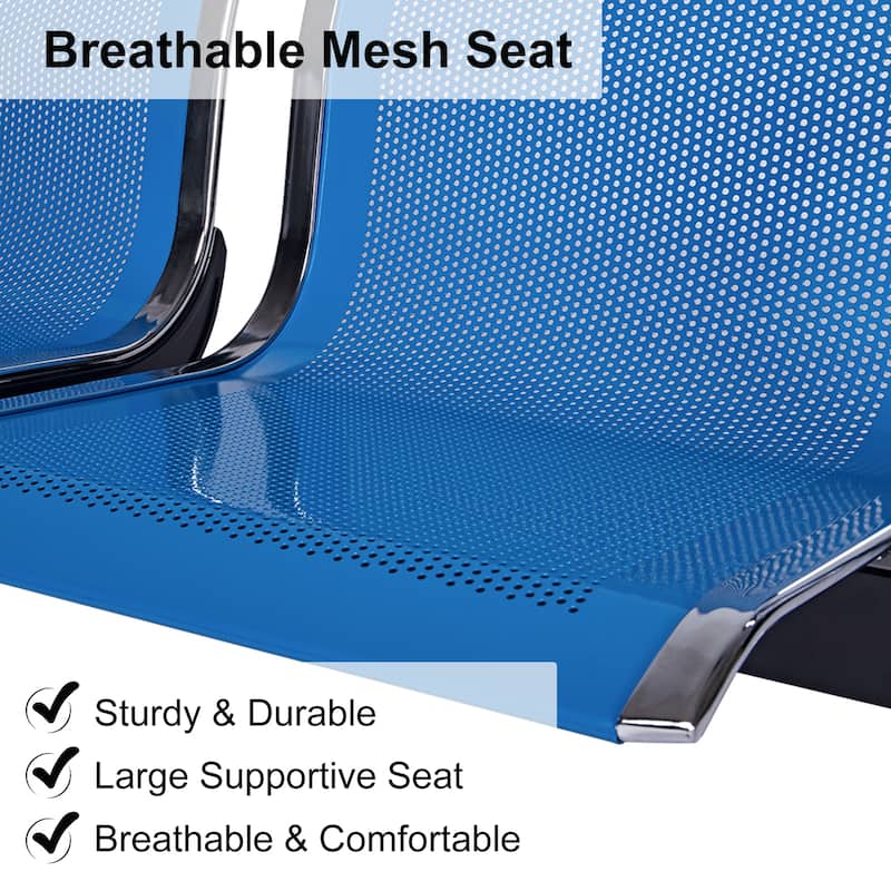 Kinbor 3-Seat Airport Reception Waiting Chair Bank Salon Barbershop Bench Guest Chair