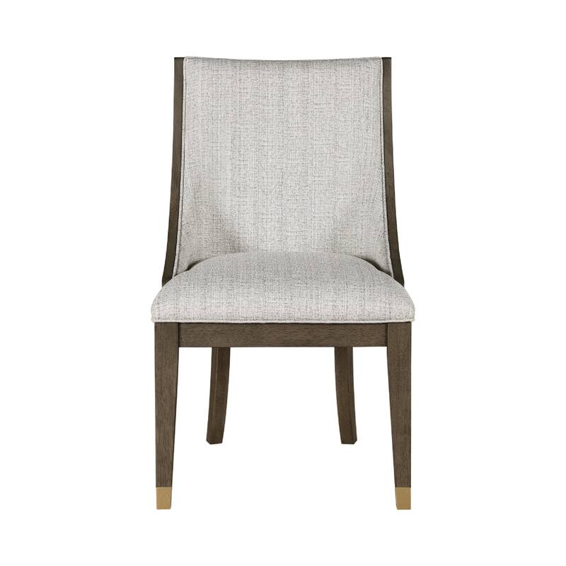 Greta Armchair Set of 2, Semi Deconstructed Gold Metal, Beige Fabric