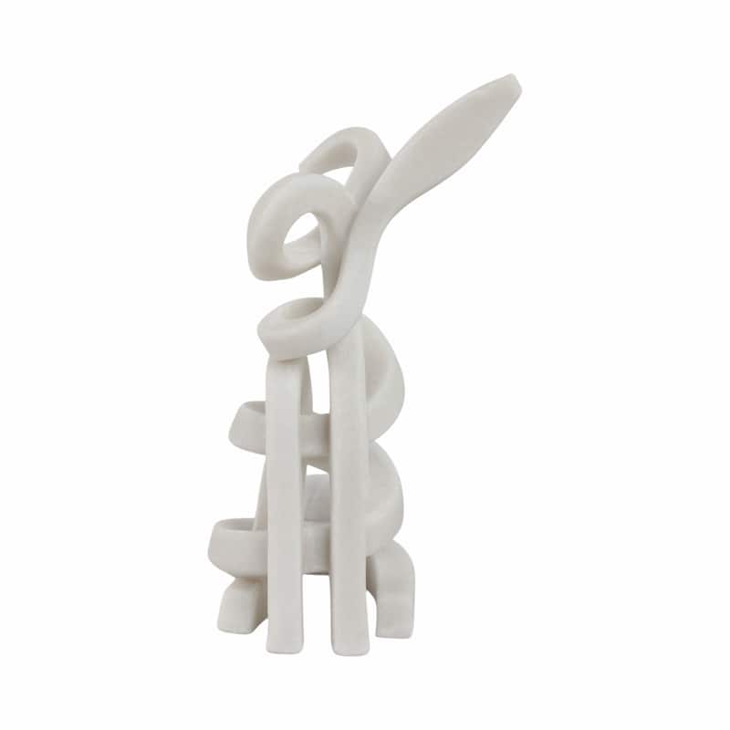 Resin Bunny Sculpture Modern Decorative Figurine Accent - 16" White - 10" x 8" x 16"