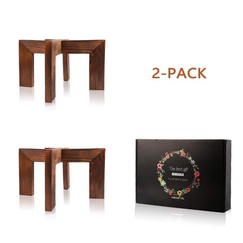 2 Pack Wood Plant Stand - 11.8 x 11.8 x 7 inches