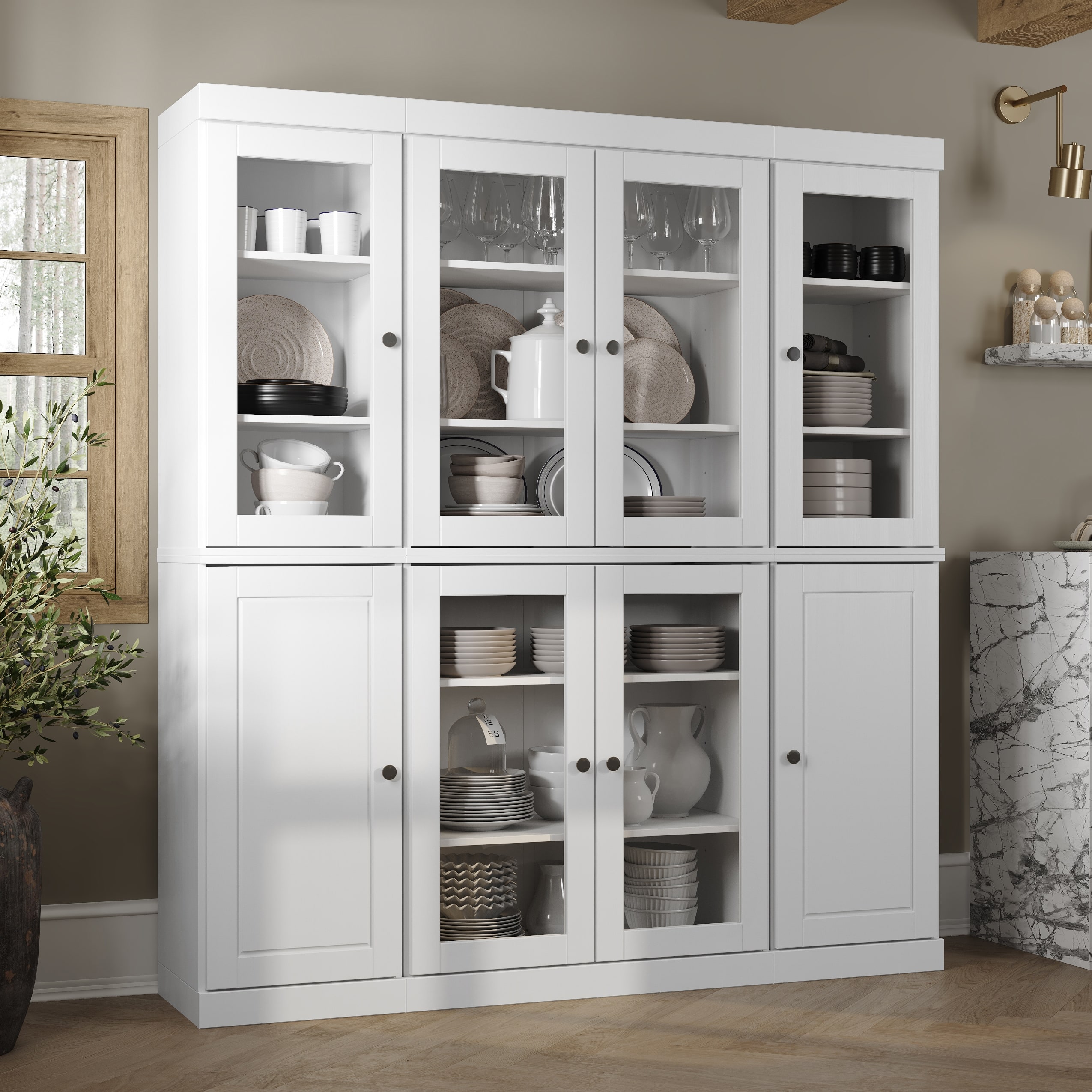 Option White - 6 Clear Glass-2 Solid
