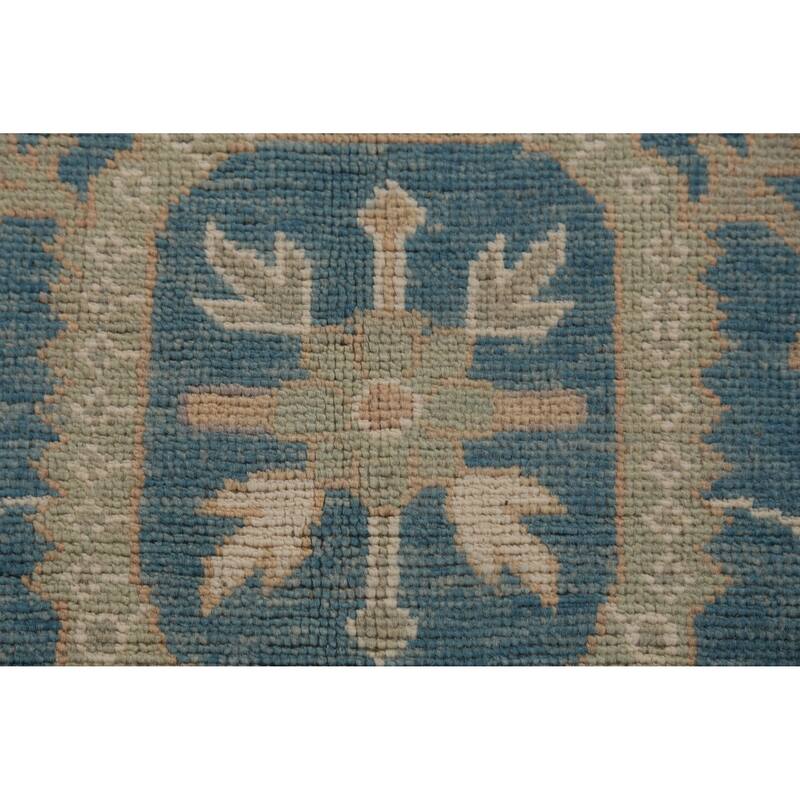 Hand Knotted Oriental 100% Wool Carpet Transitional All-Over Navy Blue & Blues Oushak Area Rug - 12' 0'' X 8' 9''