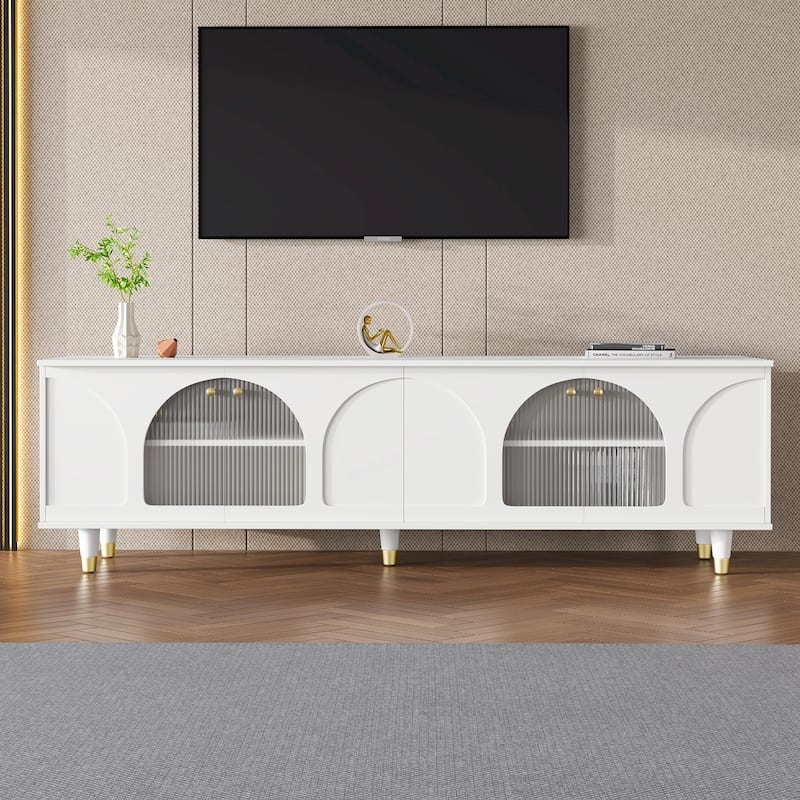Stylish TV Stand with Adjustable Shelves for TVs Up to 78'' - White