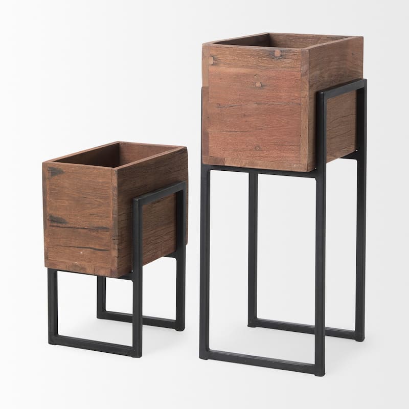 Jadine Set of 2 Beige Wood w/ Black Metal Arch Frames