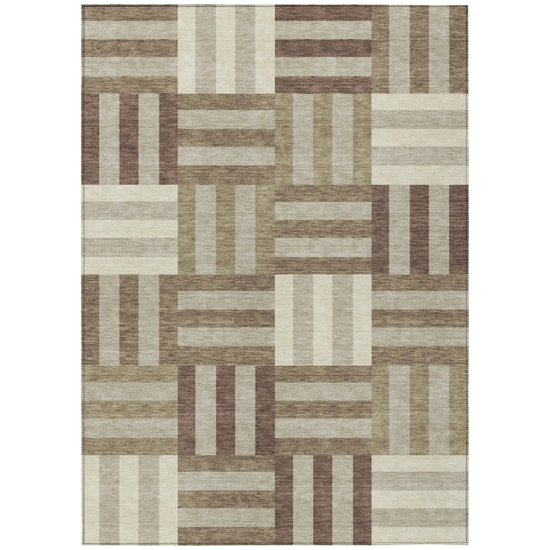Machine Washable Indoor/ Outdoor Modern Hatch Chantille Rug