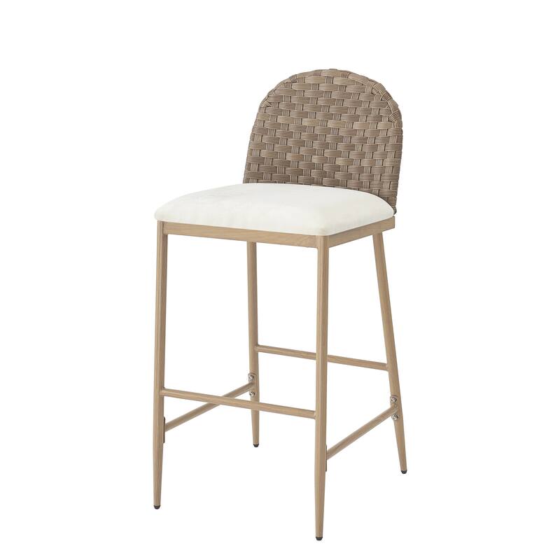 Christopher Knight Home - Esme Barstool in Iron & Rattan with Upholstered Cushion (Set of 2)