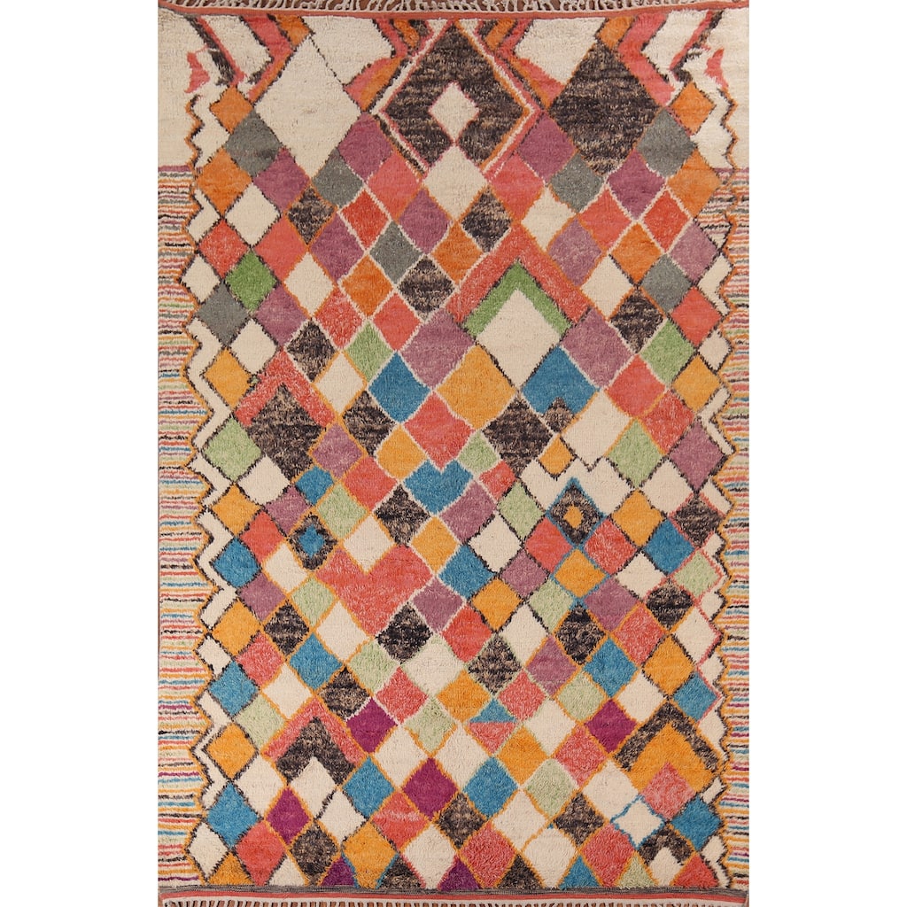 Trellis Geometric Moroccan Oriental Area Rug Hand-Knotted Wool Carpet - 8'11" x 12'10"