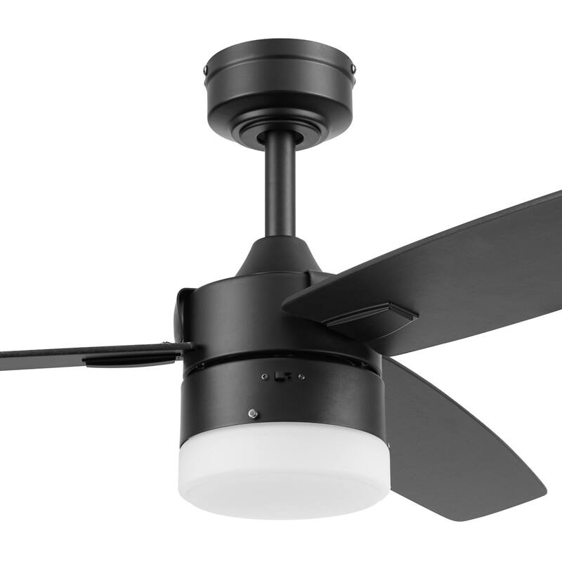 42" Honeywell Conifer Matte Black Outdoor Ceiling Fan with Light, Remote Control - 42 Inches