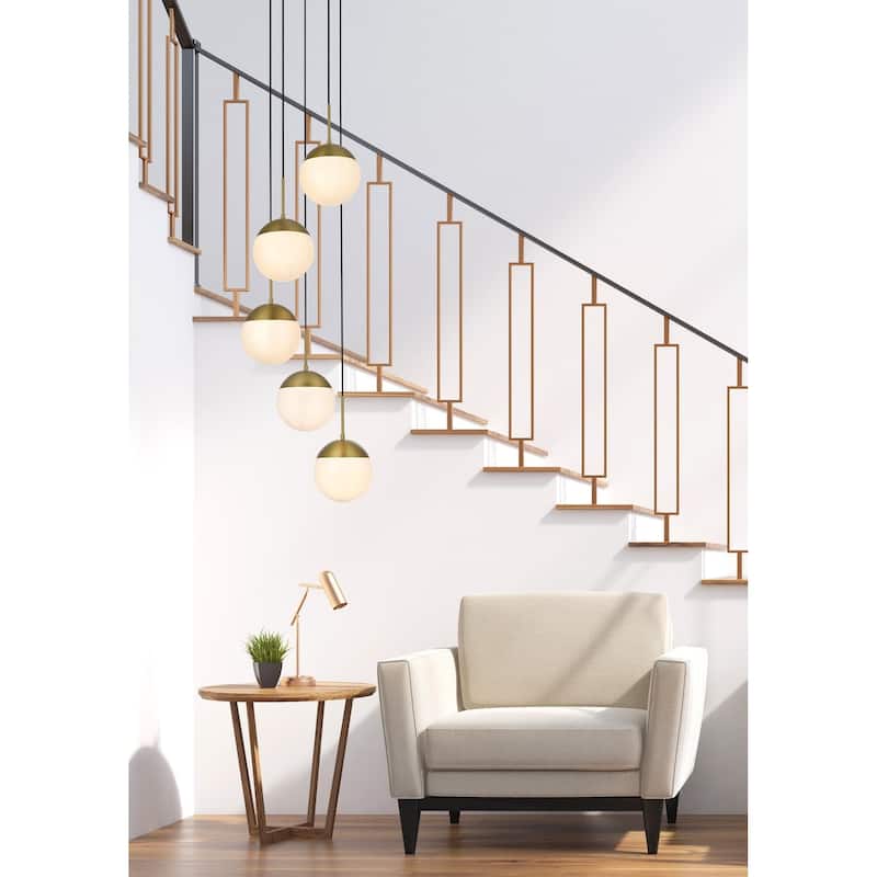 5-Light 18 inch Pendant with Frosted White Glass