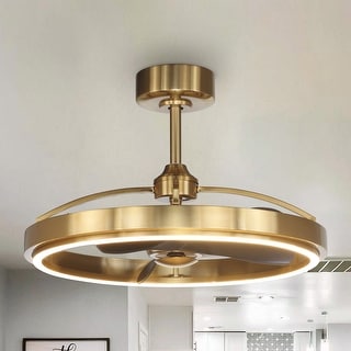 27" Modern Gold ABS 3-blade Fandelier Bladeless Ceiling Fan with Light and Remote