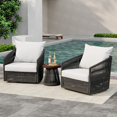 3-Piece Outdoor Swivel Lounge Chair Set Barrel Chairs for Backyard