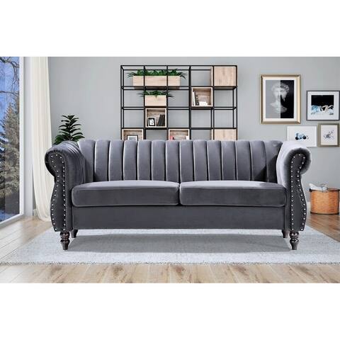 Capri Velvet Chesterfield 60.4" Rolled Arms Sofa