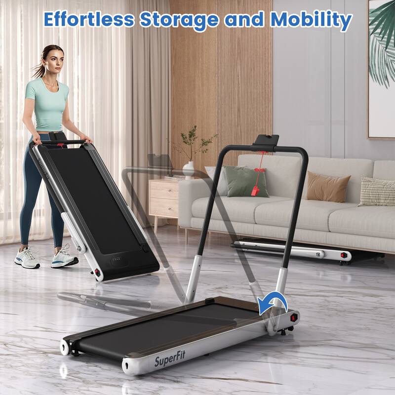 3-in-1 Metal Folding Treadmill with Smart Apps Remote Control and LED Display - 52.5" x 27" x 42.7" (L x W x H)