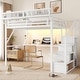 preview thumbnail 36 of 56, High Loft Bed Metal Bed Frame with Stairs Built-in Shelves and Wardrobe, Side Grid Rack, Light, Charging Station and Desk