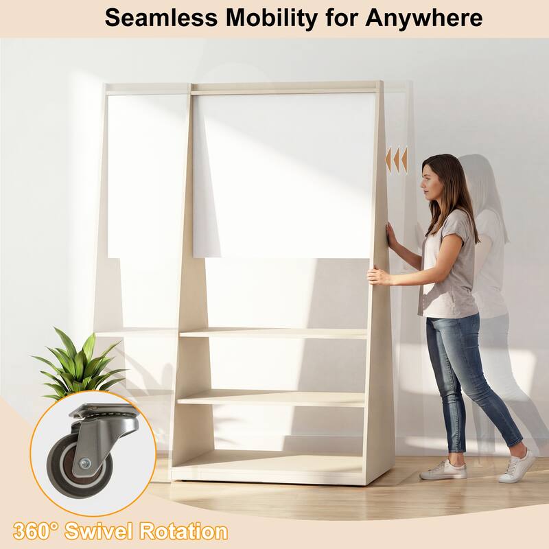 3-in-1 Mobile Whiteboard & Felt Bulletin Board on Wheels