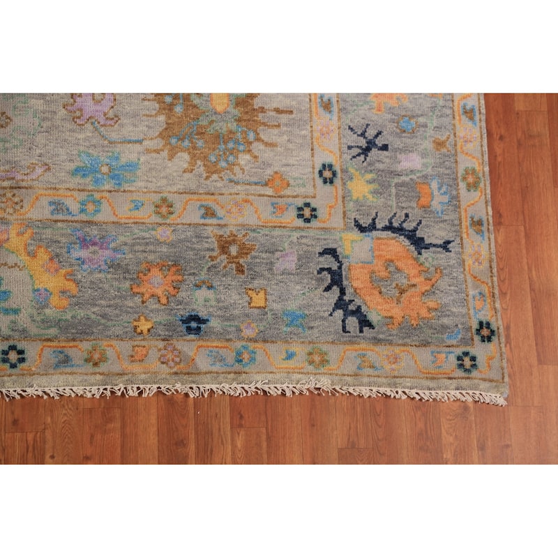 Floral Oushak Indian Area Rug Hand-Knotted Bedroom Wool Carpet - 7'10"x 9'9"