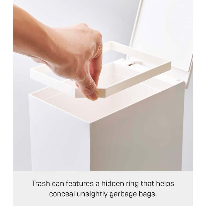 Yamazaki Home Step Trash Can, ABS Plastic, 1 gallon, 3.9 liters - L 7.48 x W 4.72 x H 10.83 inches