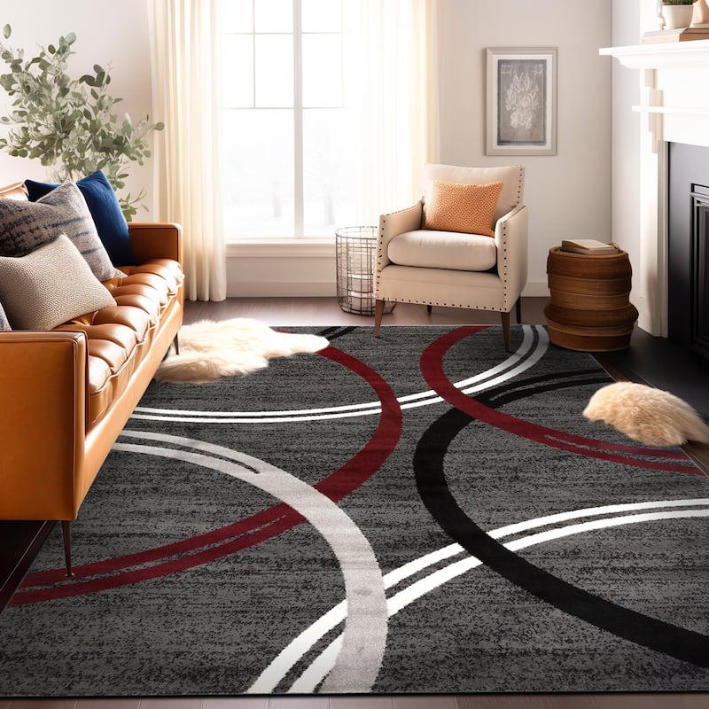 World Rug Gallery Contemporary Abstract Circles Design Area Rug