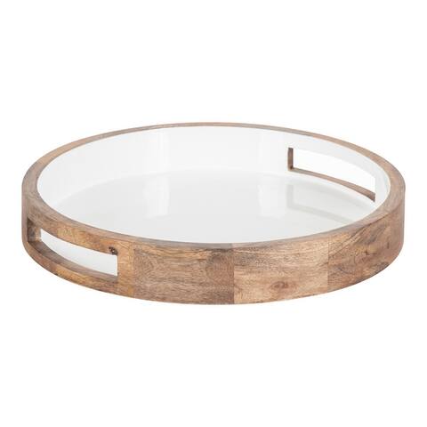 Kate and Laurel Ehrens Round Decorative Wood Tray