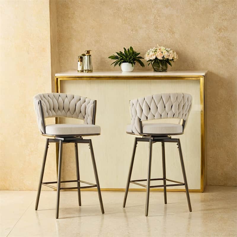 360°Swivel Bar Chairs set of 2,Soft Cushioned Backrest Counter Stool