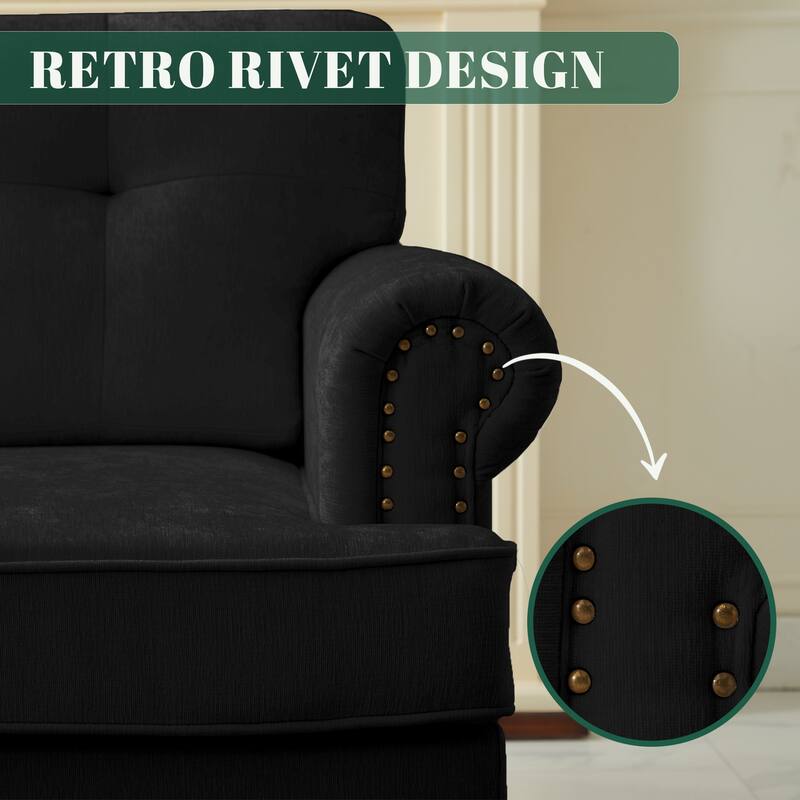 Set of 1 Piece,Chenille Tufted Armchair with Solid Rubberwood Legs for Livingroom