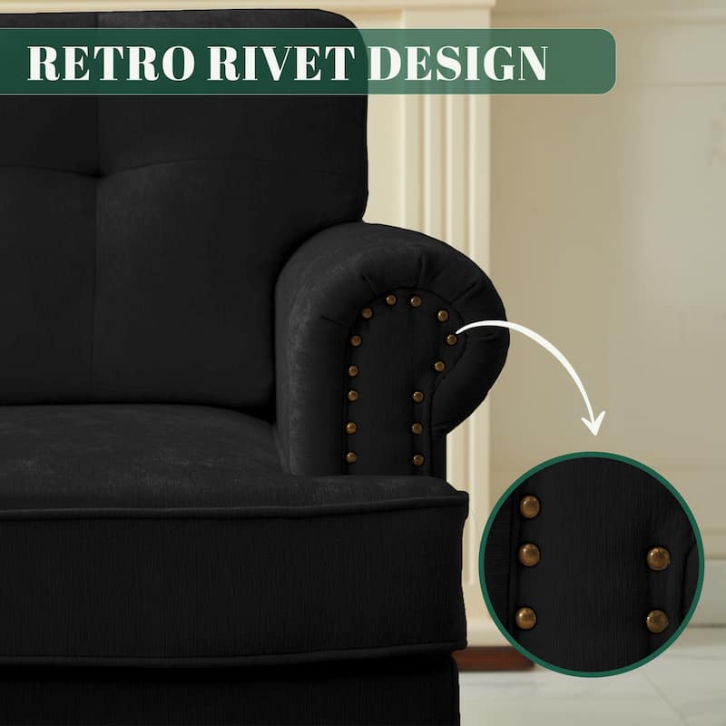 Set of 2 Pieces, A 3-seat Sofa and An Armchair, Chenille Sofa Set for Living Room