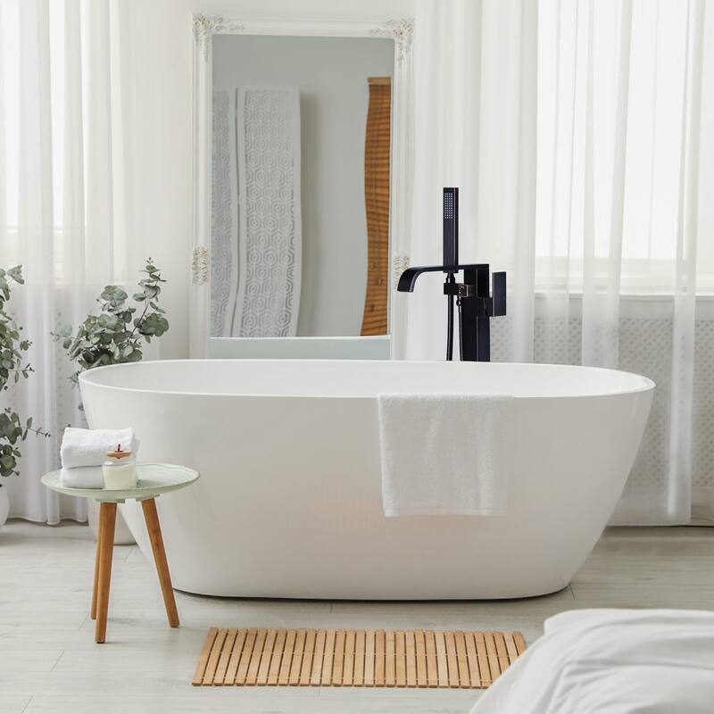 WOWOW Waterfall Single-Handle Freestanding Tub Faucet with Handshower