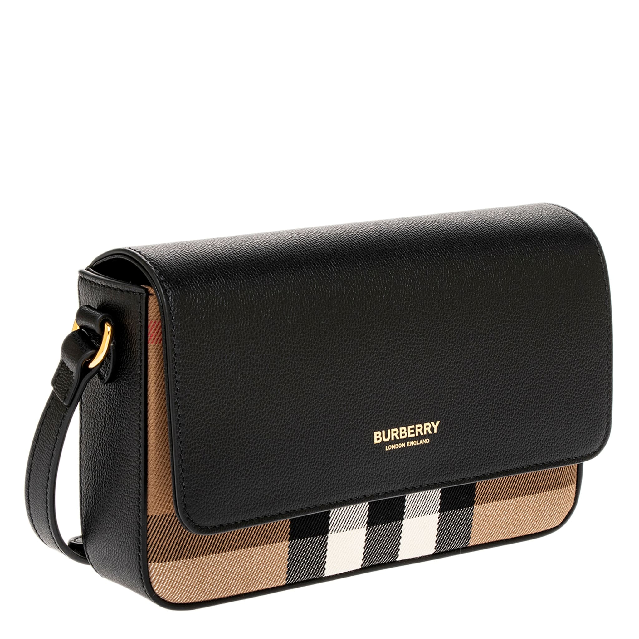 Burberry Hampshire Small House Check & Leather Crossbody 